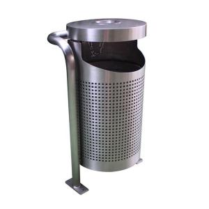 China Stainless Steel Commercial Outdoor Trash Cans Rustproof For Garden Park factory