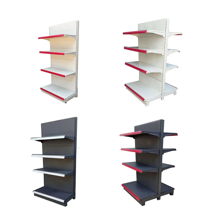 Factory Customized Color Size Logo supermarket shelves single/double sided shelves with hook retail display rack