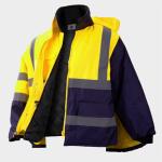 High Visibility Ready Made Garments 4 Way Parka Polyurethane Coating Fabric S M