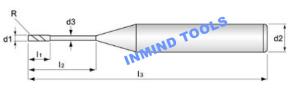 China 1mm - 4mm Long neck Square End Mill Cutter TiSiN Coating Copper Colour Grain Size 0.5um factory
