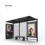 Scrolling Light Box Smart Bus Shelter Outdoor Bus Station Corrosion Resistant