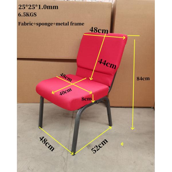 Interlocking Red Church Chairs Fabric Stackable Worship Chairs