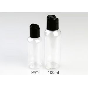 China 60ml / 100ml Clear PET Bottle , Cosmetic Plastic Bottles With Press Cap on sale