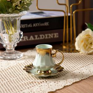 China Luxury Thin Porcelain Ceramic Coffee Cup and Saucer Set Perfect for Business Gifts factory