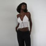 Summer Polyester Halter Women Crop Top White Black