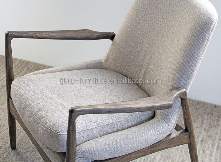 Single Living Room Furniture Wooden Upholstered Sofa Chair with Fabric and Foam Cushion on Wooden Frame