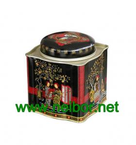 China Airtight tea tin container tea caddy tea box tea canister with wave pattern sides factory