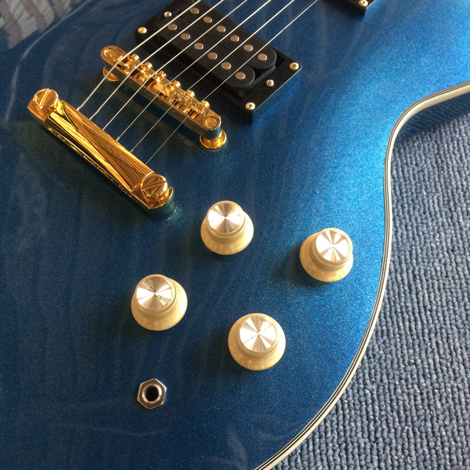 Custom Grand Electric Guitar in Metallic Blue with Gold Hardware