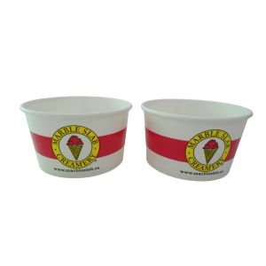 Waterbased Paper 8 Oz Ice Cream Containers Barrier Coated Customizable Flexo