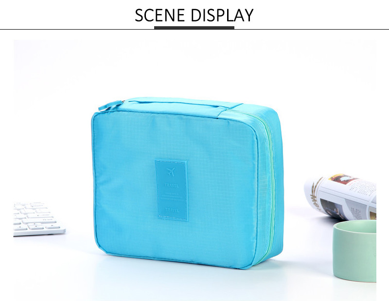 Zipper Closure 21*8*16cm Solid Color Cosmetic Storage Bag