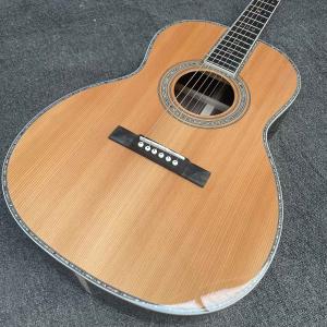 China Solid Cedar Top OOO Body Ebony Fingerboard Classic Folk Acoustic Guitar with 43mm Nut Width Abalone Binding Slotted Headstock factory