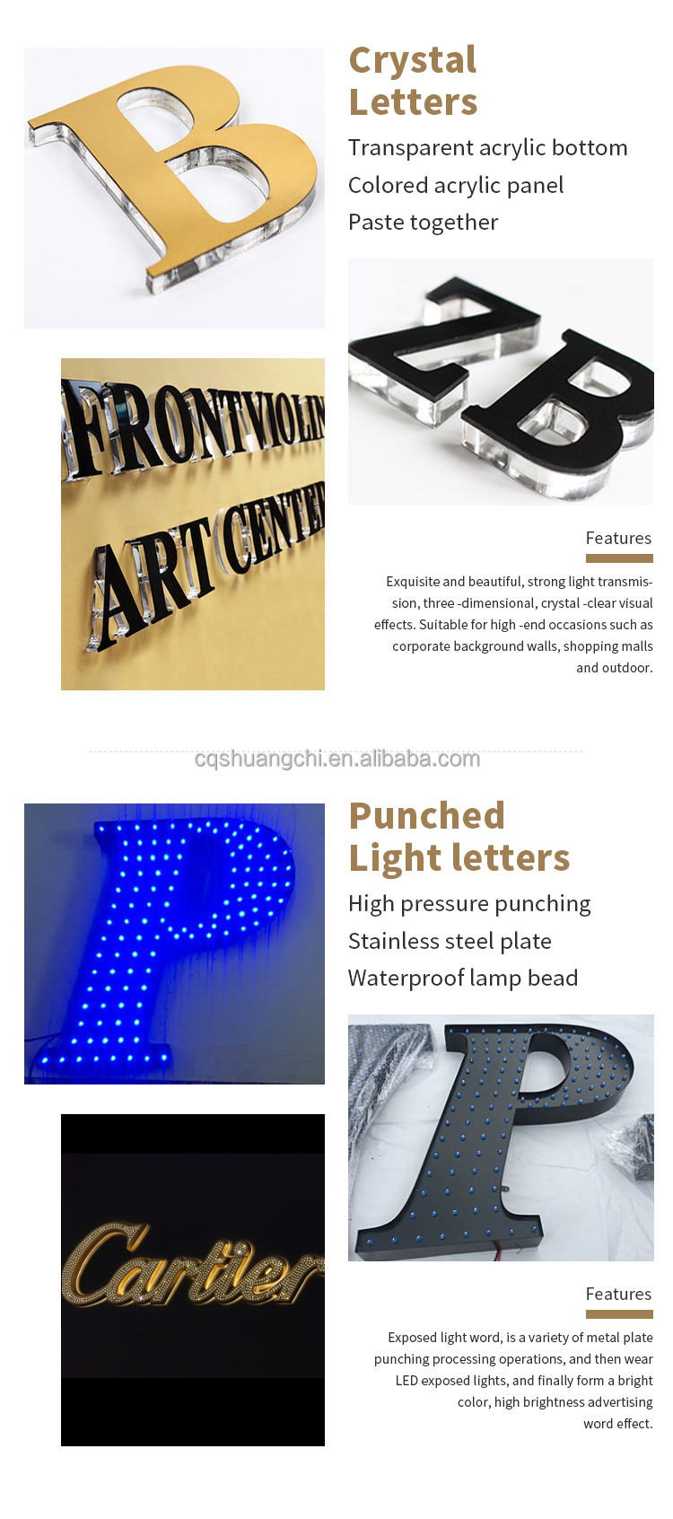 Customized Size Frontlit and Backlit 3D LED Channel Letter Signs for Door Advertising