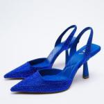 Rhinestones Women Blue Stiletto Heels For Party Cocktail Wedding