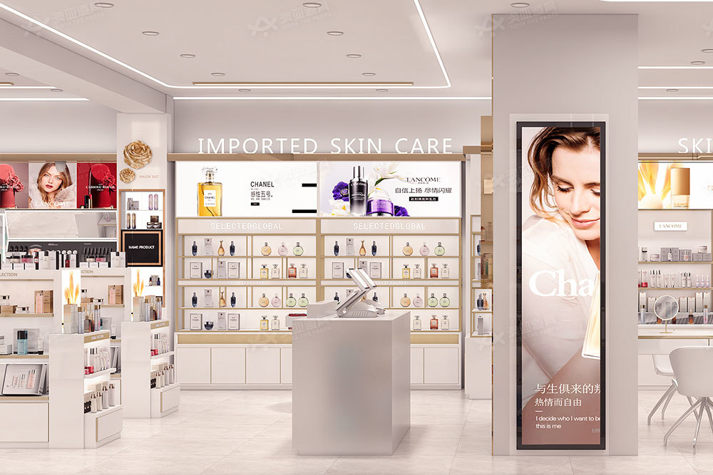 High-end Luxury Beauty Store Fixtures Makeup Display Cabinet For Skincare Shop Design And Premium Shop Decoration