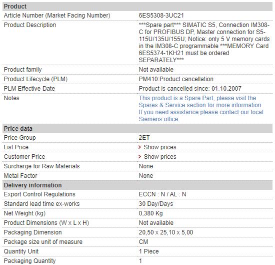 6ES5308-3UC21 6ES5 308-3UC21 Siemens Interface Module