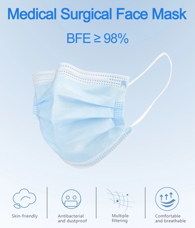 Blue And White Non Woven Disposable Surgical Face Mask