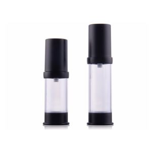 Plastic Small Airless Cosmetic Bottles 5ml 10ml Black Refillable With OEM