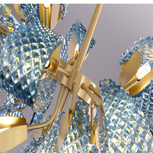 Blue Finish LED Lightsource end Art Shiny Light Luxury Modern Design Glass Pendant Light