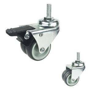 China 3 Inch Grey Furniture Wheels 176LBS Threaded Stem Swivel Locking Double Wheel Casters factory