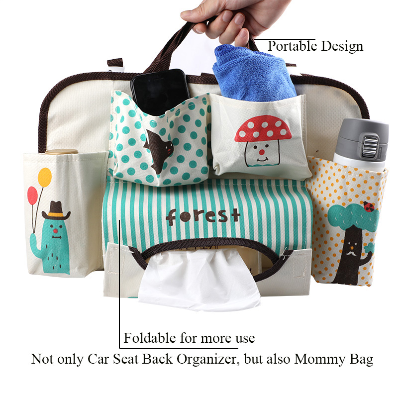 Oxford PVC Car Seat Back Storage Bag Organizer For Travel