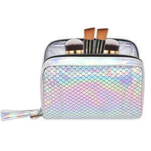 China Large Luxury Custom Cosmetic Bag Leather Cosmetic Case 20X7X14CM factory