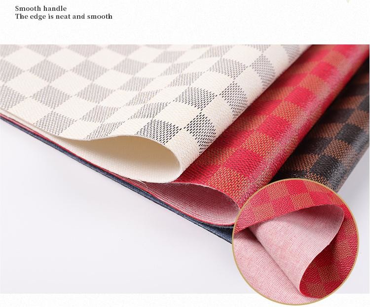 Printed PVC Leather For Bags Mixed Color Checkerboard Faux Leather Fabric