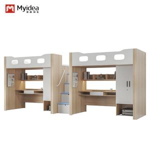 China Bedroom Furniture Metal Bunk Bed With Desk Wooden Post Support customization factory