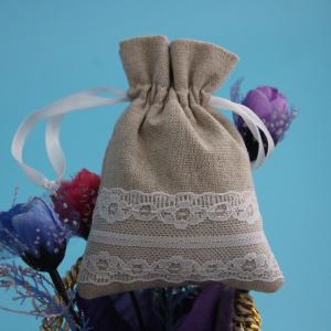 China Lace Heart Wedding Candy Jute Drawstring Bag Cute For Party Decoration factory