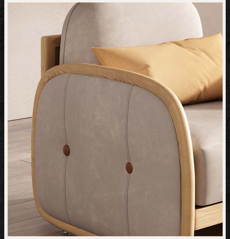 Multi Functional Hotel Lobby Furniture Nordic Simple Solid Wood Fabric Sofa