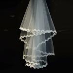 Embroidery lace with bead Ivory/White Bridal Veil with Rhinstone Wedding