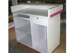 China Modern Style Cash Wrap Counter With Drawer , White Retail Store Checkout Counters factory