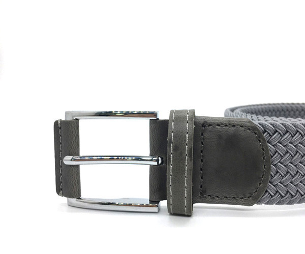 Elastic Fabric Woven Stretchy Braided Belts For Men / Women With Light Grey Color