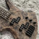 Custom 5 Strings Neck Through Body Burl Maple Top Special Body Electric Bass