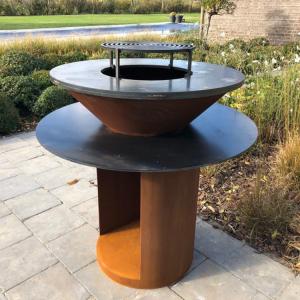 China Metal Garden Corten Steel Outdoor BBQ Charcoal Grill Pre Rusted factory