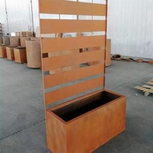 China Decorative Garden Rusty Metal Trellis Planters Box Corten Flower Pots factory