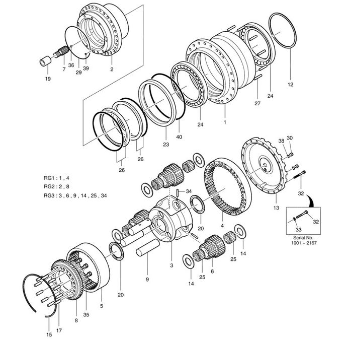 DX255LC Travel Reduction Gear