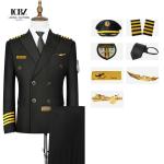 Custom Airline Aviation Black Navy Blue Pilot Uniforms Staff Uniforms for Men