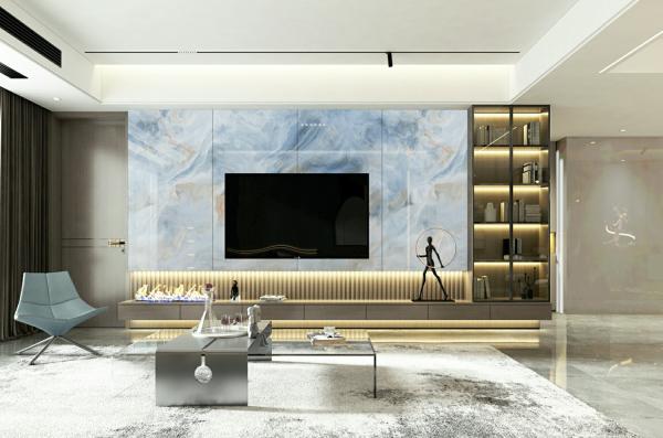 Moisture-Proof 900x1800x9mm Wear-Resistant Inside Floor Blue White Glazed