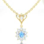 S925 Sterling Silver 14K Gold Plated Round Shape Jewelry Blue Moonstone Spheree