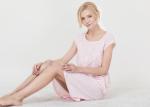 Round Neck Pure Cotton Sleeveless Nightdress With Lace Trim Pink Small Rose