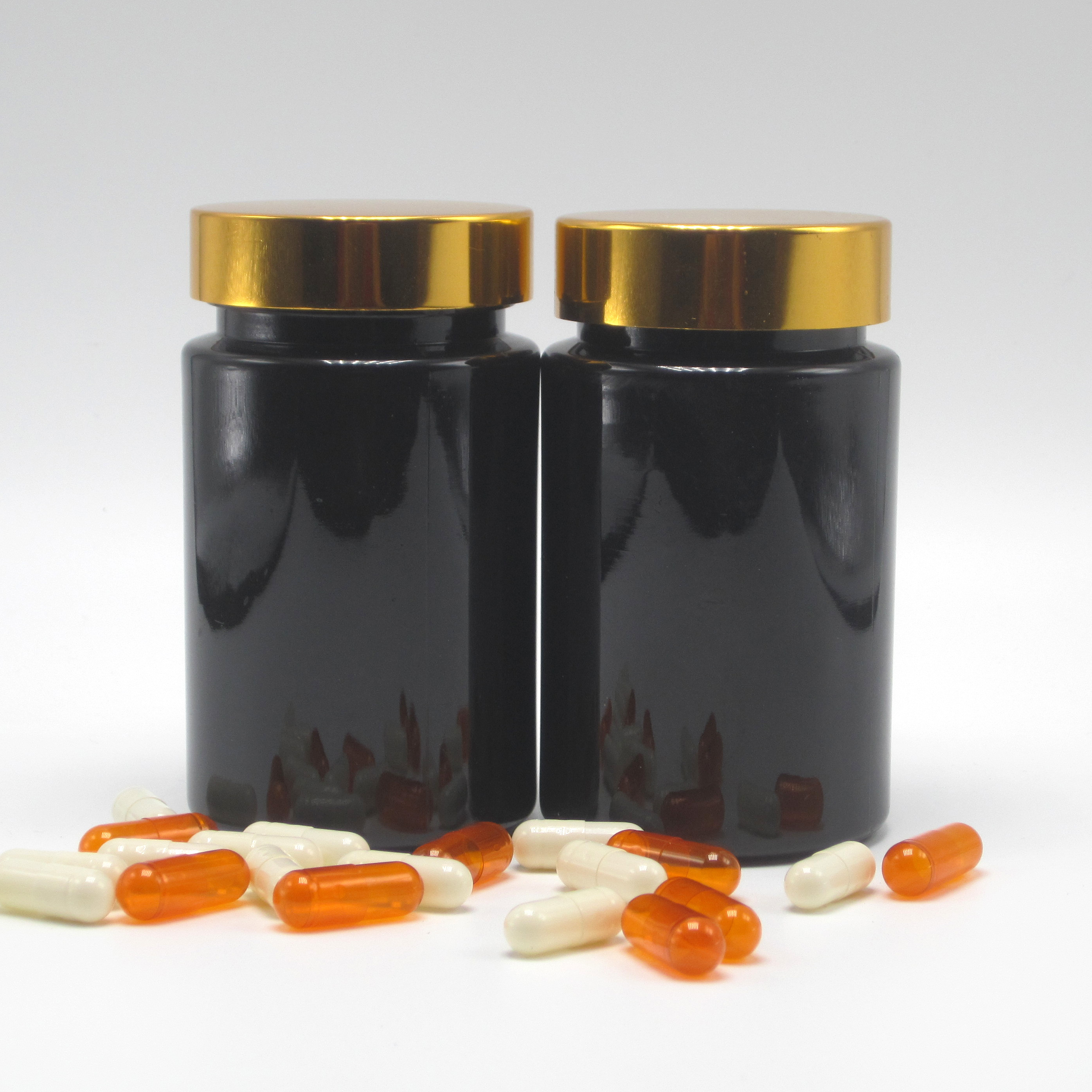 Base Material PET 120ml Black Plastic Bottle for Supplement Pill Capsule Medicine