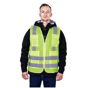 China Gender-Neutral HIVI Reflective Warning Vest with Zipper Closure and Multi Pockets factory