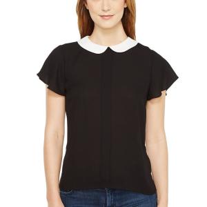 China Simple style women chiffon black blouse factory