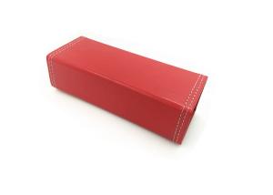 China Red Leather Foldable Handmade Sunglasses Case Logo Can Be Customized factory