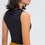 Women Raised Round Neck Yoga Sports Bras Push Up Shockproof Crop Tank Top