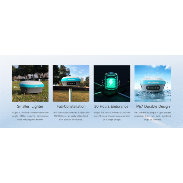 H12 Pro All In One GNSS Receiver Multi Constellation For High Precision Surveying