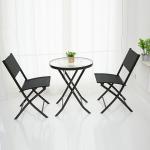 Embroidery or Printing Metal Glass Patio Dining Set for Outdoor Bistro Balcony