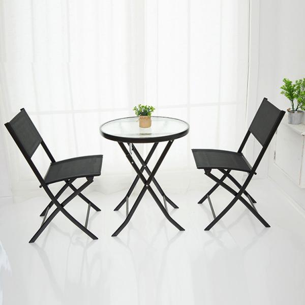 Embroidery or Printing Metal Glass Patio Dining Set for Outdoor Bistro Balcony