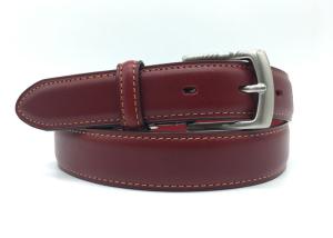 China Red Womens Genuine Leather Belt For Jeans With Metal Pin Buckle factory