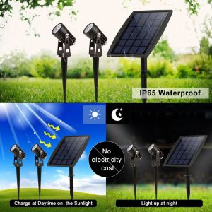 Solar Led Portable Motion Sensor Light 2 Head Spot For Garden Park Pathway
